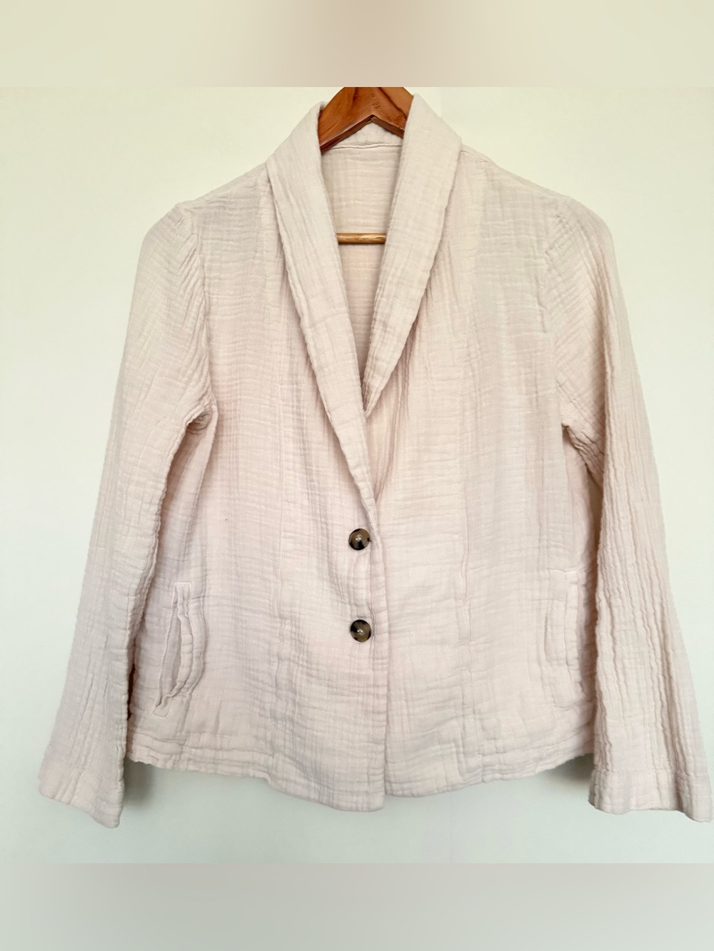 XiRENA Cotton Textured Shawl Collar Single Breasted Blazer Jacket M House Coat